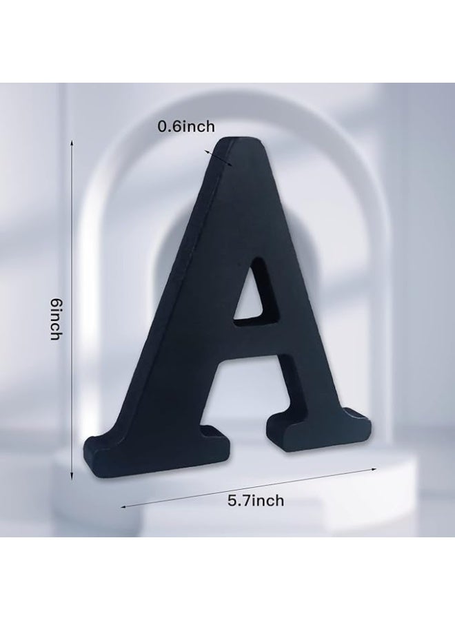 MIRFA Wooden Free Standing Decorative Letter Slices - Black - 6inches (A) - Image 2